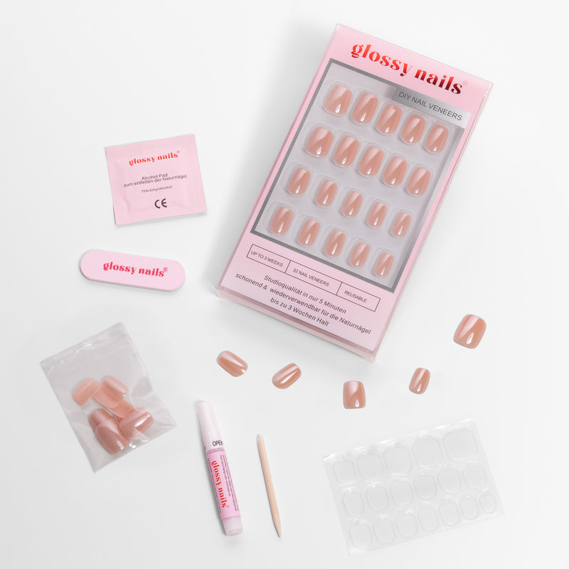 Glossy Nude - Cat Eye- Short Square